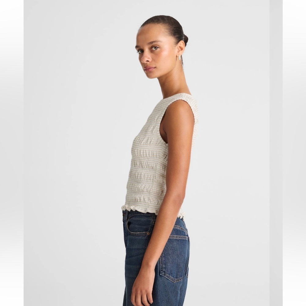 Madewell yellow sachi smocked boatneck tank top size SM new - Picture 4 of 9